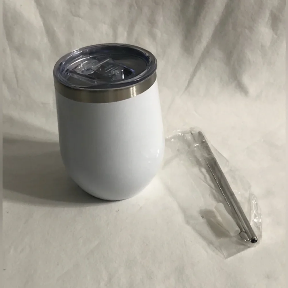 Personalized White Floral Monogram  Tumbler - Letter E. 12 oz